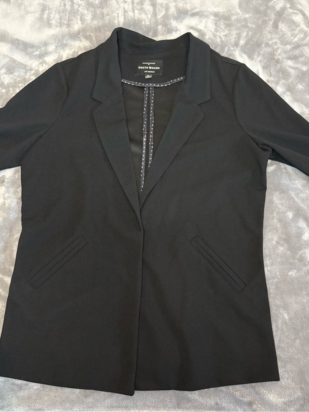 Haute Monde women’s black blazer Size M classic open front jacket